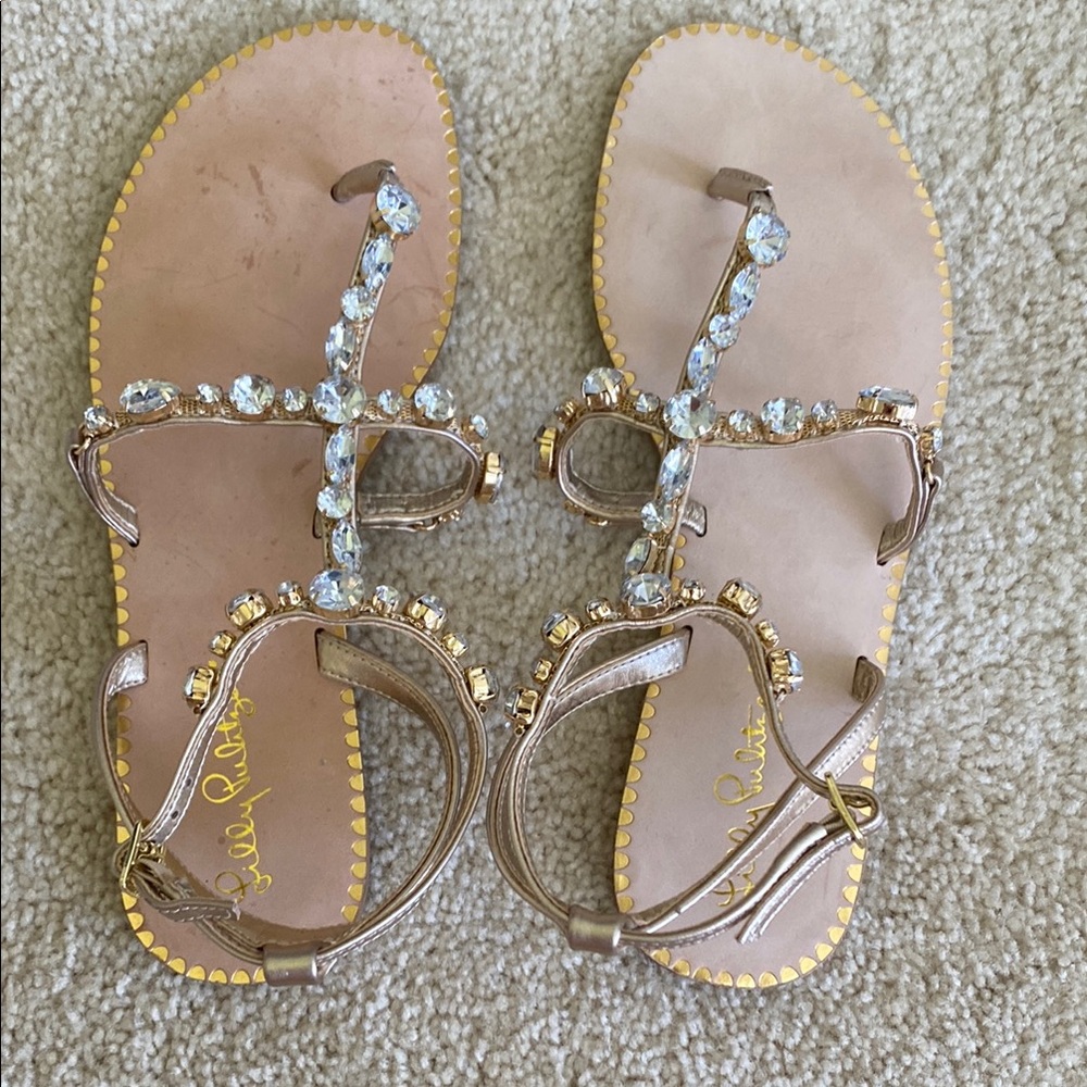 Elegant Lilly Pulitzer gold rhinestone Abbi Sandals, 6.5, NWT - Picture 5 of 13